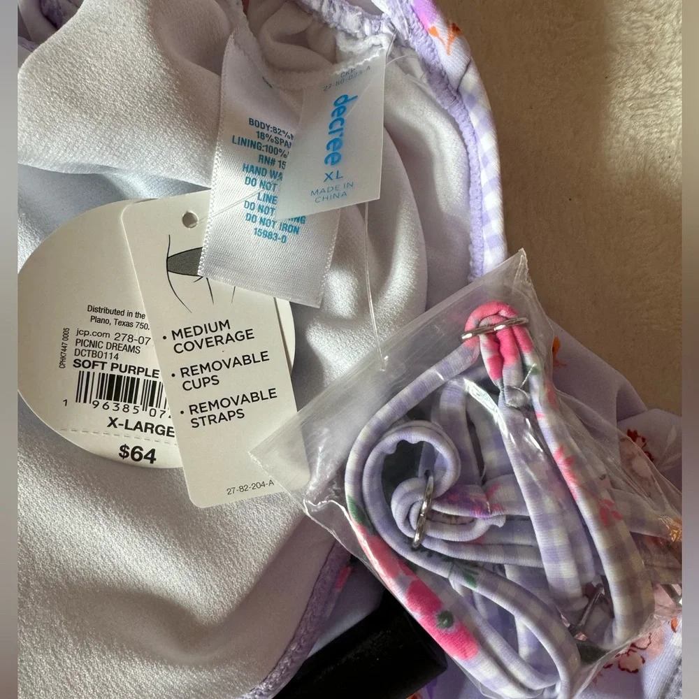 NWT Decree Womens Textured Soft Purple Floral Monokini One Piece Swimsuit XL - Picture 8 of 8